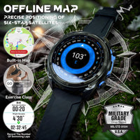 2025 New Military Sport GPS 4GB Memory Smartwatch Men 5ATM Waterproof Fitness Tracker Offline Maps 860Mah Battery Smart Bracelet