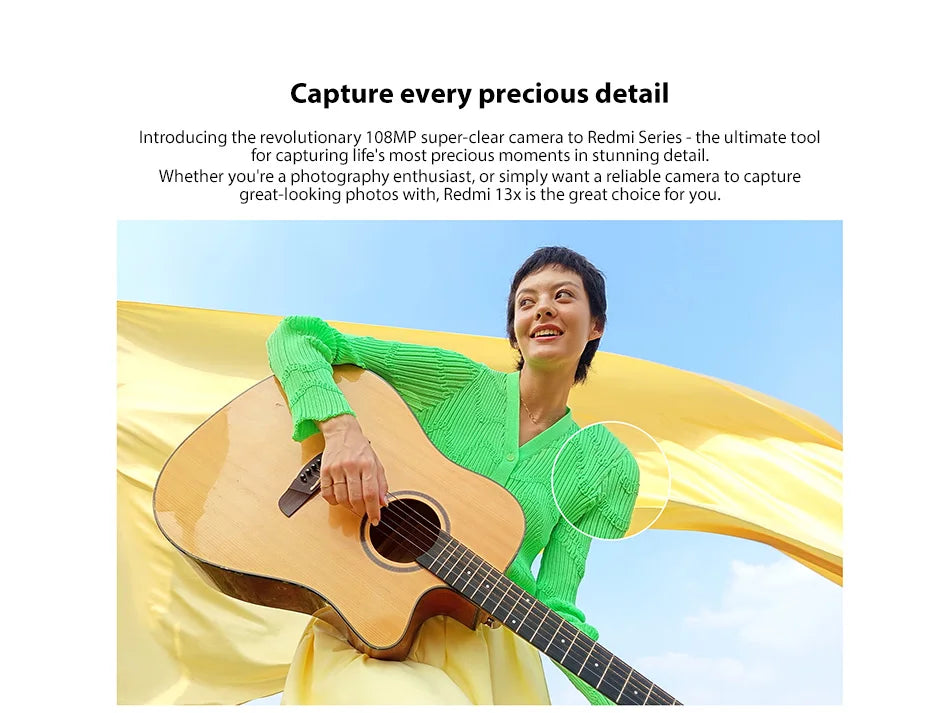 Global Version Xiaomi Redmi 13X Smartphone MTK Helio G91 Ultra 108MP super clear camera 6.79" FHD+ display 33W fast charging