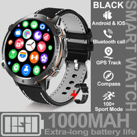 NEW 1000MAH Super endurance Sport Smart Watch Men 1.73-inch HD Screen GPS tracker Compass Bluetooth Call Waterproof Smart Watch