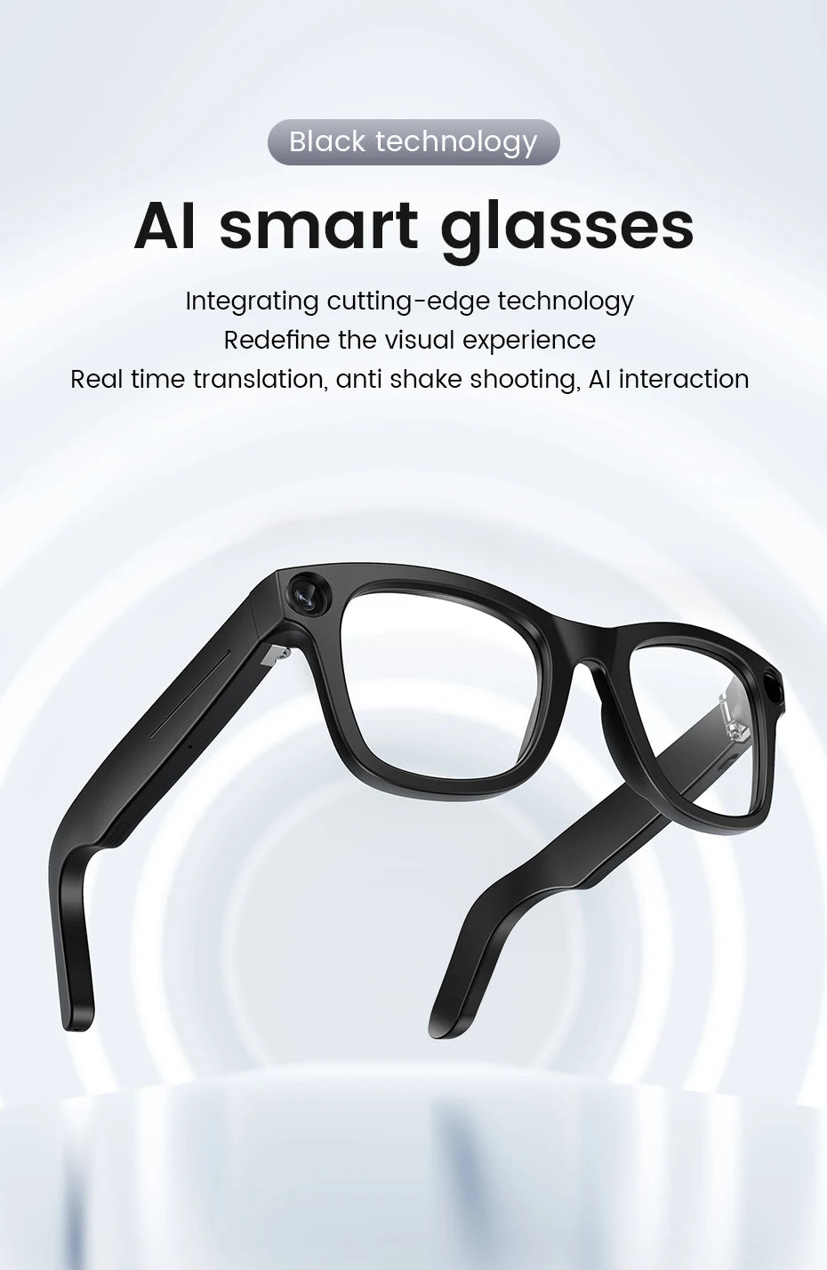 2025 New Smart Glasses 800W HD Camera AI Identification Touch 1080P HD Video Recording Al Voice Wireless Calling Smart Glasses