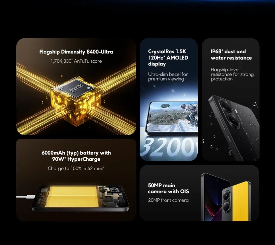 POCO X7 Pro Global Version Smartphone Dimensity 8400-Ultra 6.67"1.5K Display 6000mAh battery 90W Charge 5G NFC