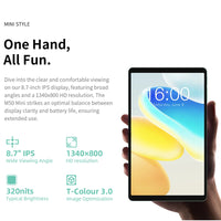 Teclast M50 Mini Tablet 8.7" 90Hz Screen 4GB RAM 128GB ROM Unisoc T606 Octa-core 5100mAh Battery Android 15 Tab Wifi5 Metal Body