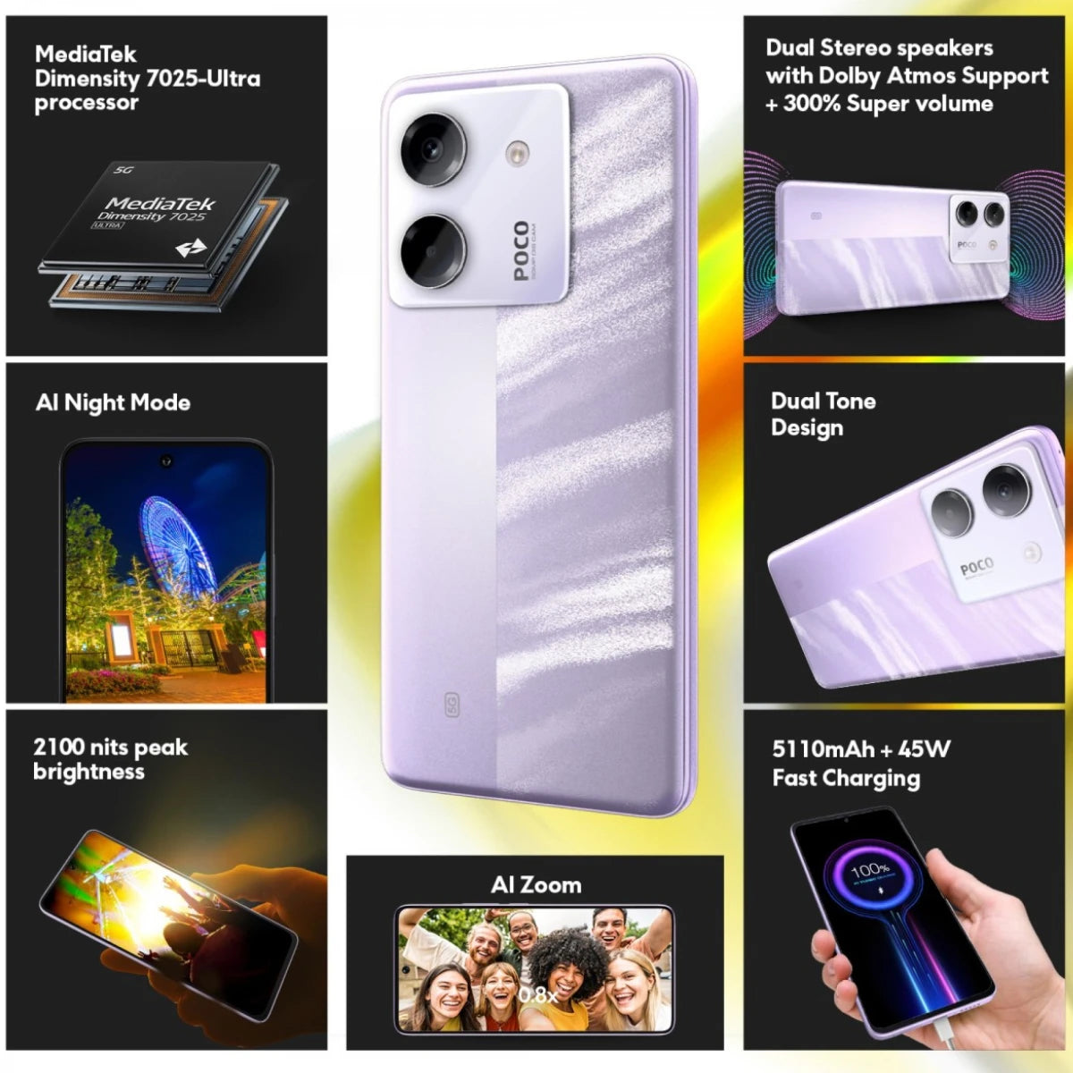 POCO M7 Pro 5G Global Version Dimensity 7025-Ultra 120Hz FHD+ Eye-care AMOLED Display 50MP camera with OIS NFC