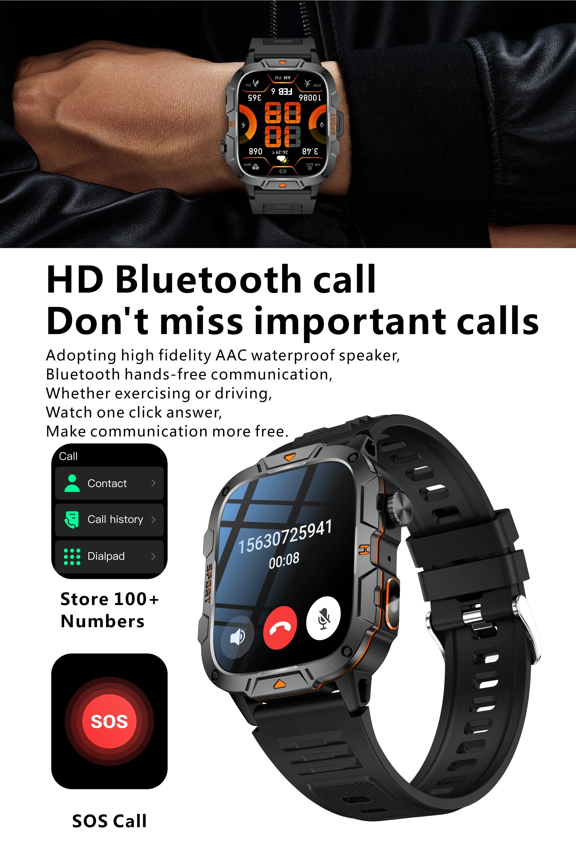 2025New Rugged Military GPS Track Smart Watch Men Bluetooth Call 5ATM Waterproof Flashlight Outdoor Sports SmartWatch For Xiaomi