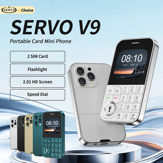 SERVO V9 Small Mobile Phone 2 SIM Cards Magic Voice Speed Dial MP4 Player Rear Camera Flashlight FM Radio 2G GSM Mini Cellphones