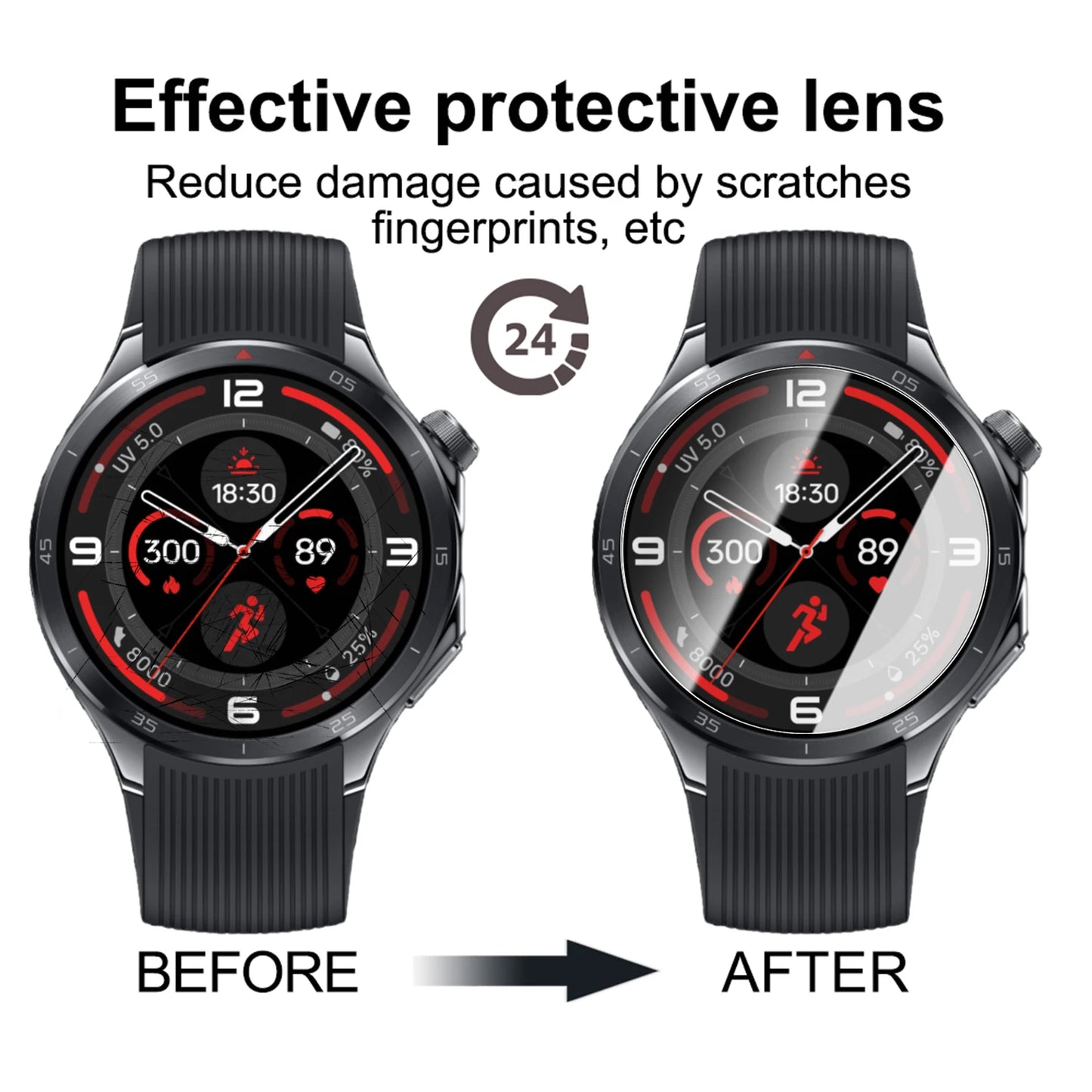 Tempered Glass Watch Screen Protector for OnePlus Watch 3 Hardness Protective Cover with Auto Alignment Tool Anti-Scratch Film