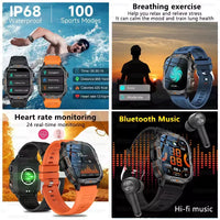 2025New Rugged Military GPS Track Smart Watch Men Bluetooth Call 5ATM Waterproof Flashlight Outdoor Sports SmartWatch For Xiaomi