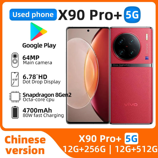 VIVO X90 Pro + Plus Snapdragon 8Gen 2 5G Smartphone 6.78inch 3200×1440 NFC 50MP Camera NFC OTG 80W 4700MAh used phone