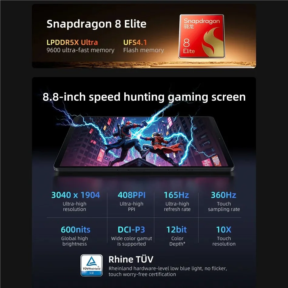 Lenovo Legion Y700 2025 Pad Gen 4 TB322FC Gaming Tab 12GB 256GB 16GB 512GB Snapdragon 8 Elite 8.8" 165Hz Screen 7600mAh Tablet