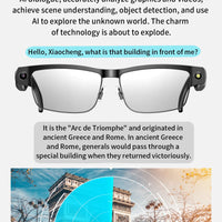 Smart Glasses with HD Camera 1200P Anti-shake Video Record Real-time Translation Object Recognition Bluetooth Call Smart Glasses