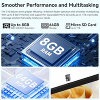 URAO 10 Inch Tablet Android 14 8GB(3+5 Expand) RAM 64GB ROM 1TB Expand 1280x800 IPS Screen 5000MAH Battery Dual Cameras WiFi 6