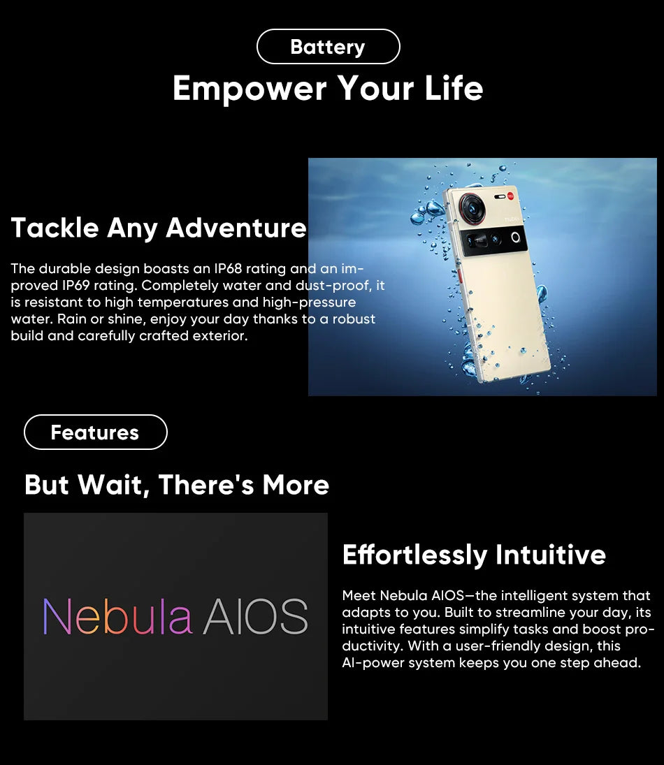 New Nubia Z70 Ultra Global Version 6.85"AMOLED 144Hz Screen Snapdragon 8 Elite Android 15 6150mAh Battery 80W Charging NFC  IP69