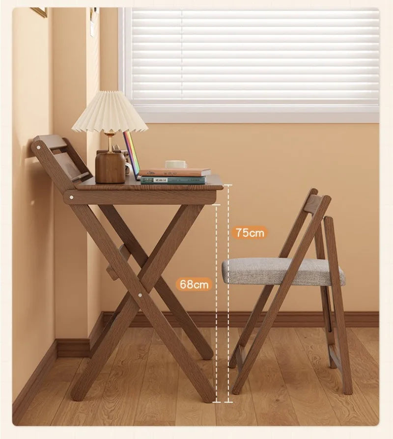 Solid Wood Foldable Console Desk Simple Modern Bedside Computer Desk Portable Bedroom Living Room Writing Table Home Furniture