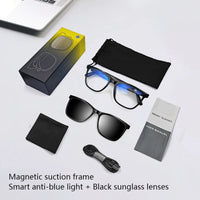 Hot GS05 Smart Glasses For Men 2 in 1 UV Protection Portable Polarized Anti-blue light Black Frame White Lenses Music Sunglasses