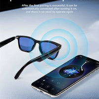 Hot GS05 Smart Glasses For Men 2 in 1 UV Protection Portable Polarized Anti-blue light Black Frame White Lenses Music Sunglasses