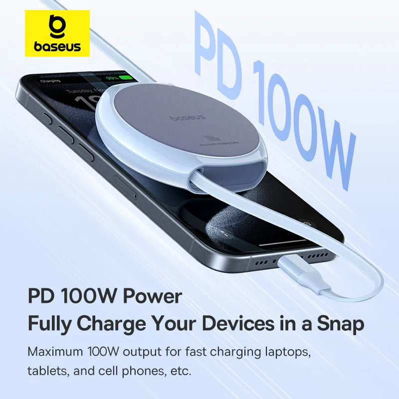 Baseus USB C Cable 100W  for iPhone 16 15 Plus Pro Max Retractable Cable For MacBook iPad Fast Charger Cable Charger Data Wire