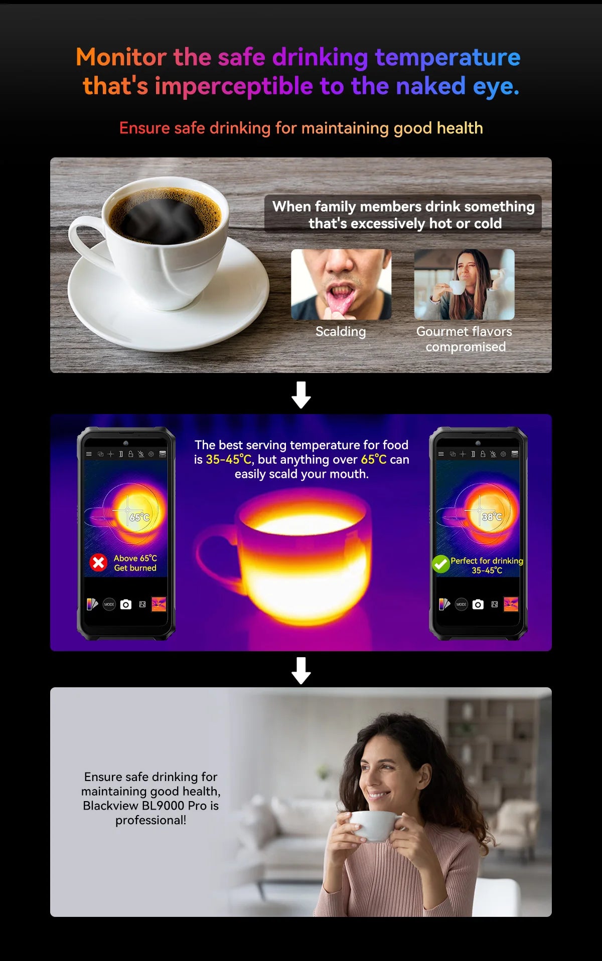 Blackview BL9000 Pro 5G Rugged Smartphone 6.78 "FHD + Display 12GB + 512GB 50MP Camera 8800mAh Battery Android 14 Phone