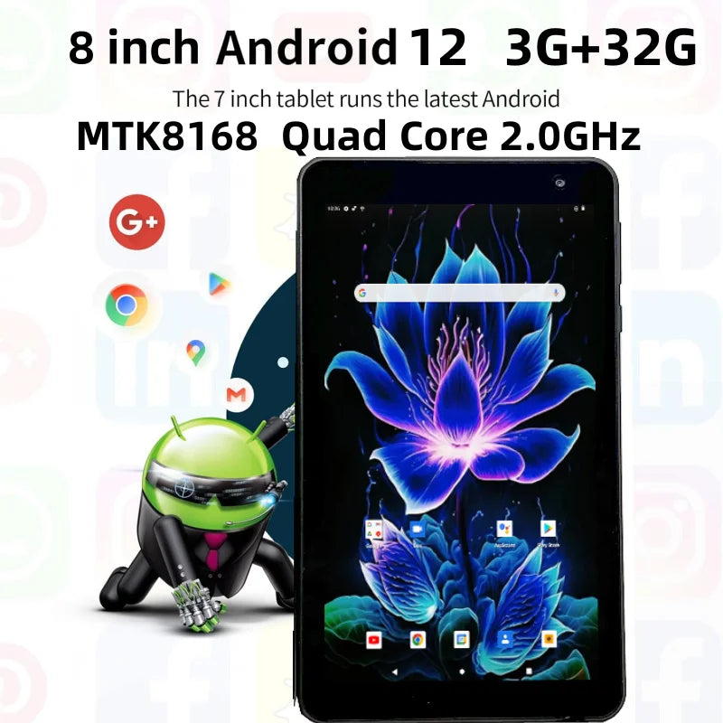 8 INCH Android 12 RAM 3GB+32GB ROM QP80 MTK8168 Tablet Quad Core IPS Screen Quad Core Rear 13.0MP WIFI Dual Camera