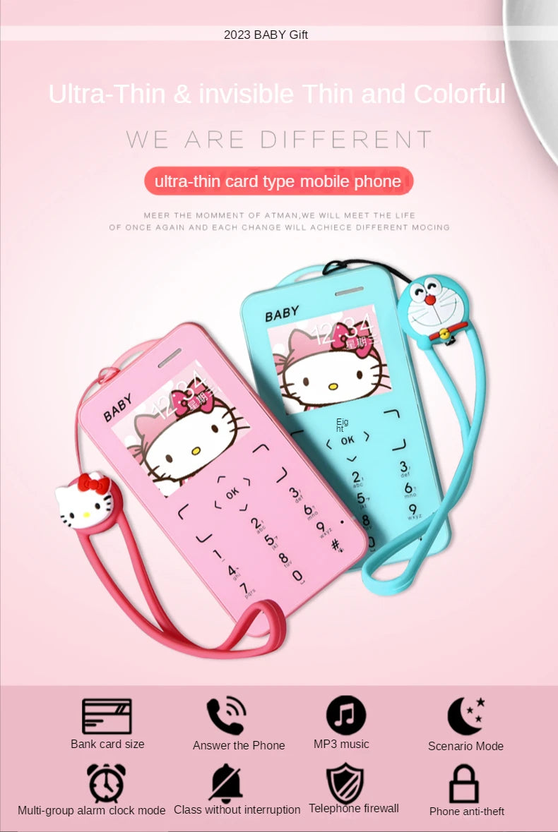 Unlocked Super Mini Card Mobile Phone 1.77 Inch 2G GSM Single SIM MP3 Telephone Bluetooth Dialer FM Blacklist Student CellPhones