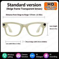 2025 New Smart Glasses 800W HD Camera AI Identification Touch 1080P HD Video Recording Al Voice Wireless Calling Smart Glasses