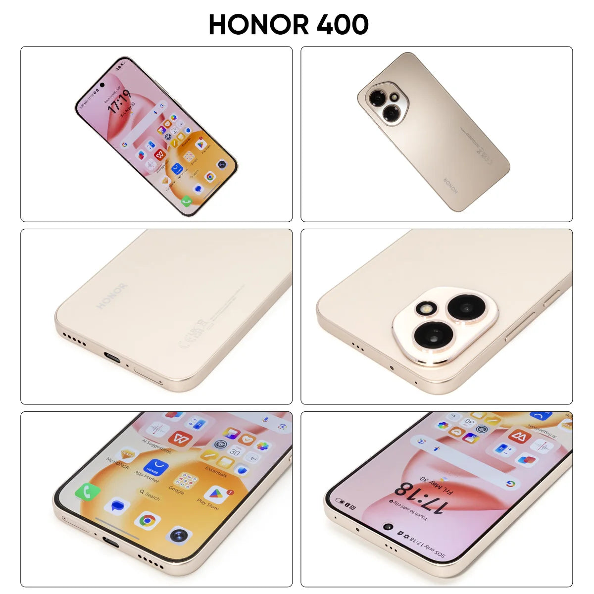 Honor 400 Smartphone 5g Snapdragon 7 Gen 3 Magicos9.0 200Mp Ultra-Clear Ai Camera 6.55'' Amoled Display 6000Mah 80W Supercharge