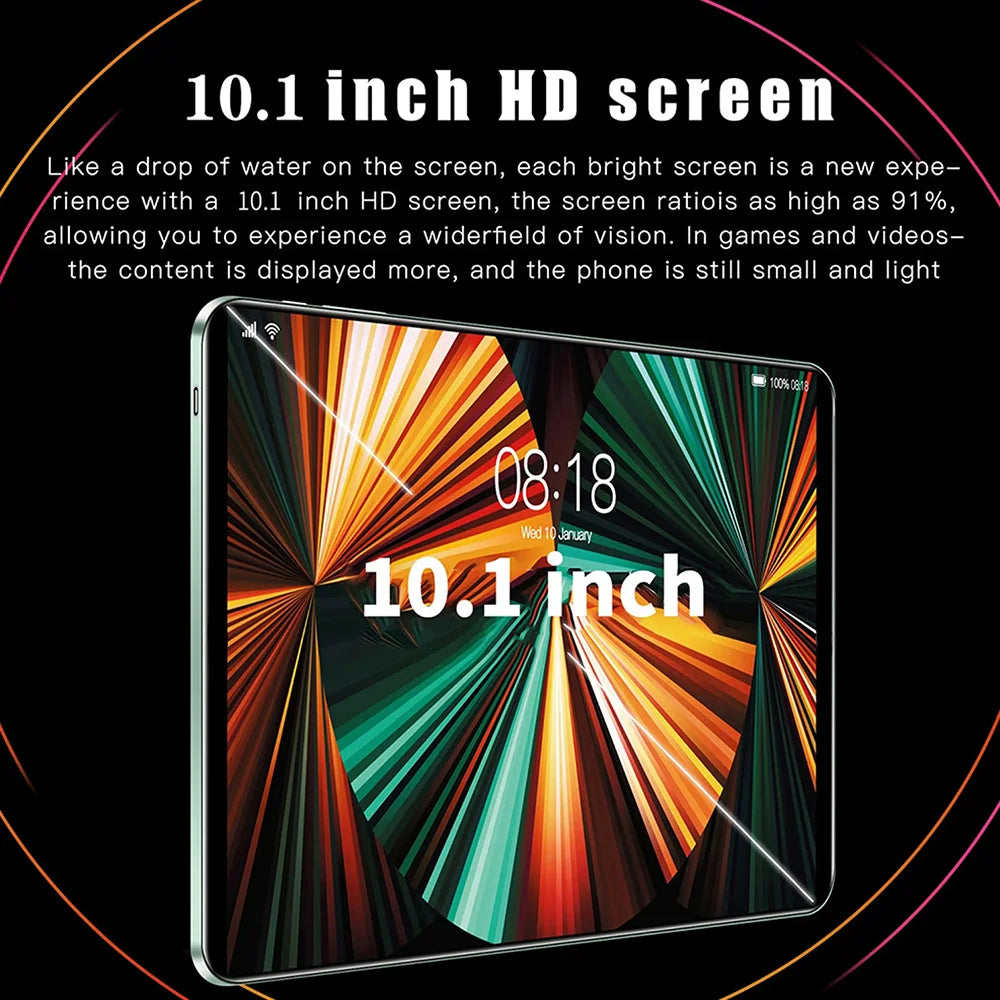 New 10.1 Inch Tablet PC 8GB RAM 512GB ROM 10 Core AI Speed-up Tablets Google Play 4G LTE Phone Call Dual SIM Dual WiFi Android12