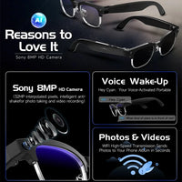 Smart AI Translation Smart Glasses Take Photos Recognizing Objects 4K Camera Bluetooth Music Call Intelligent Recording Glasses