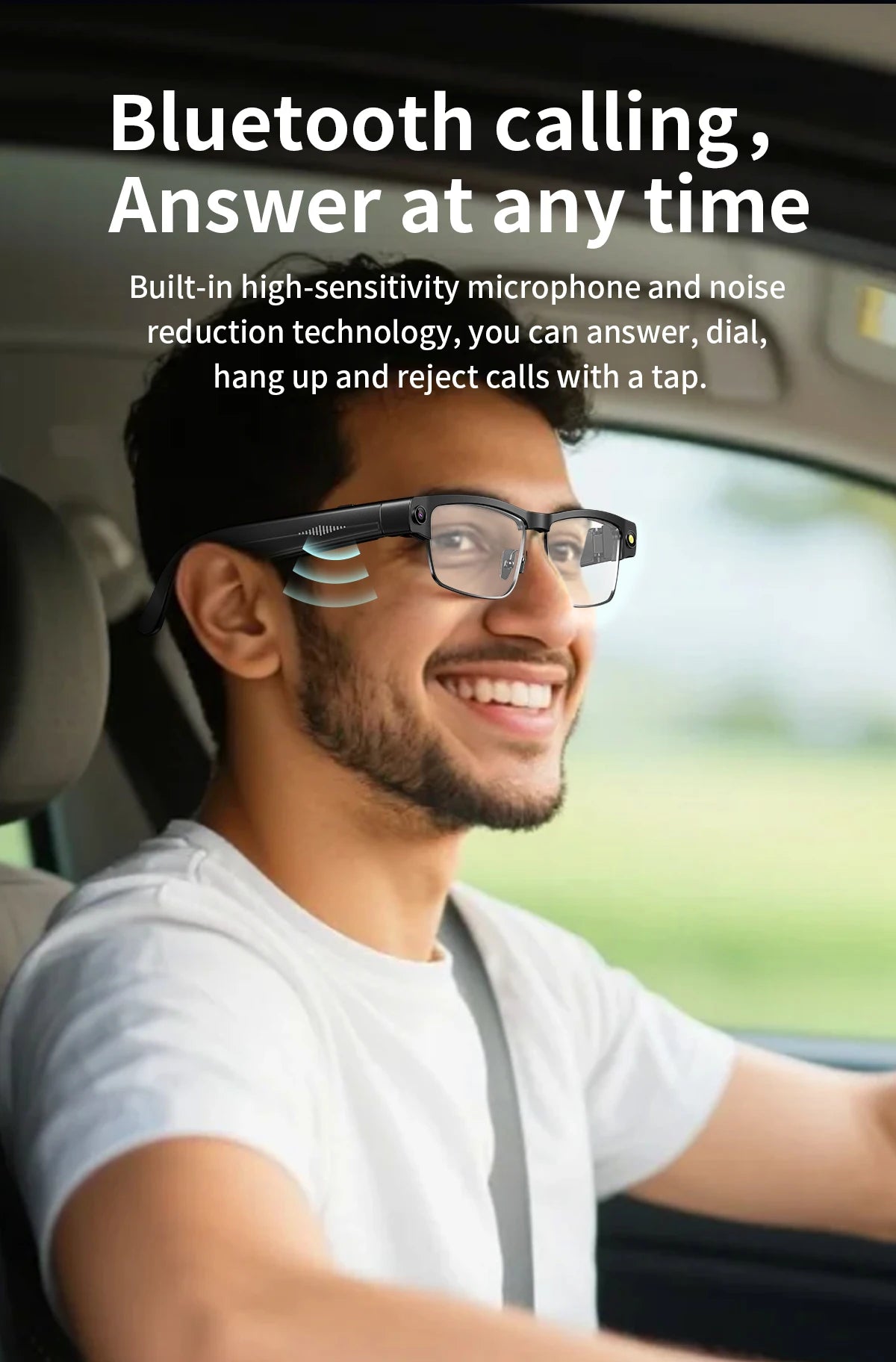 Smart Glasses with HD Camera 1200P Anti-shake Video Record Real-time Translation Object Recognition Bluetooth Call Smart Glasses