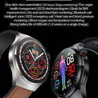 2025 New ECG Blood Pressure Blood Oxygen Blood Lipids Uric Acid Heart Rate Temperature Monitor AMOLED Bluetooth Call Smart Watch