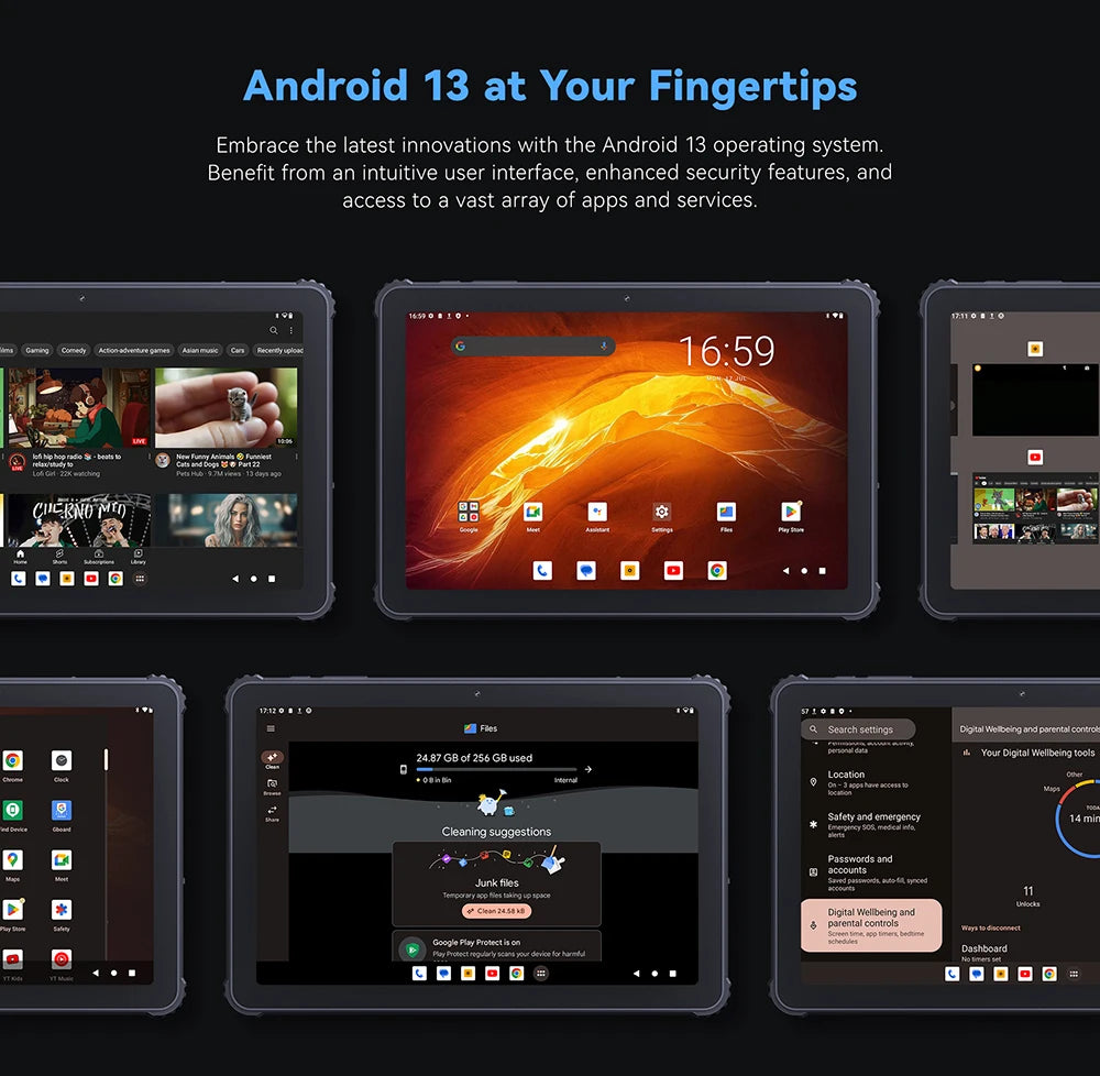 Cubot TAB KINGKONG, Rugged Tablet Android 13, IP68 Waterproof, 16GB RAM(8GB+8GB Extended), 256GB ROM, 10600mAh,10.1" FHD+ Screen