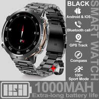 NEW 1000MAH Super endurance Sport Smart Watch Men 1.73-inch HD Screen GPS tracker Compass Bluetooth Call Waterproof Smart Watch