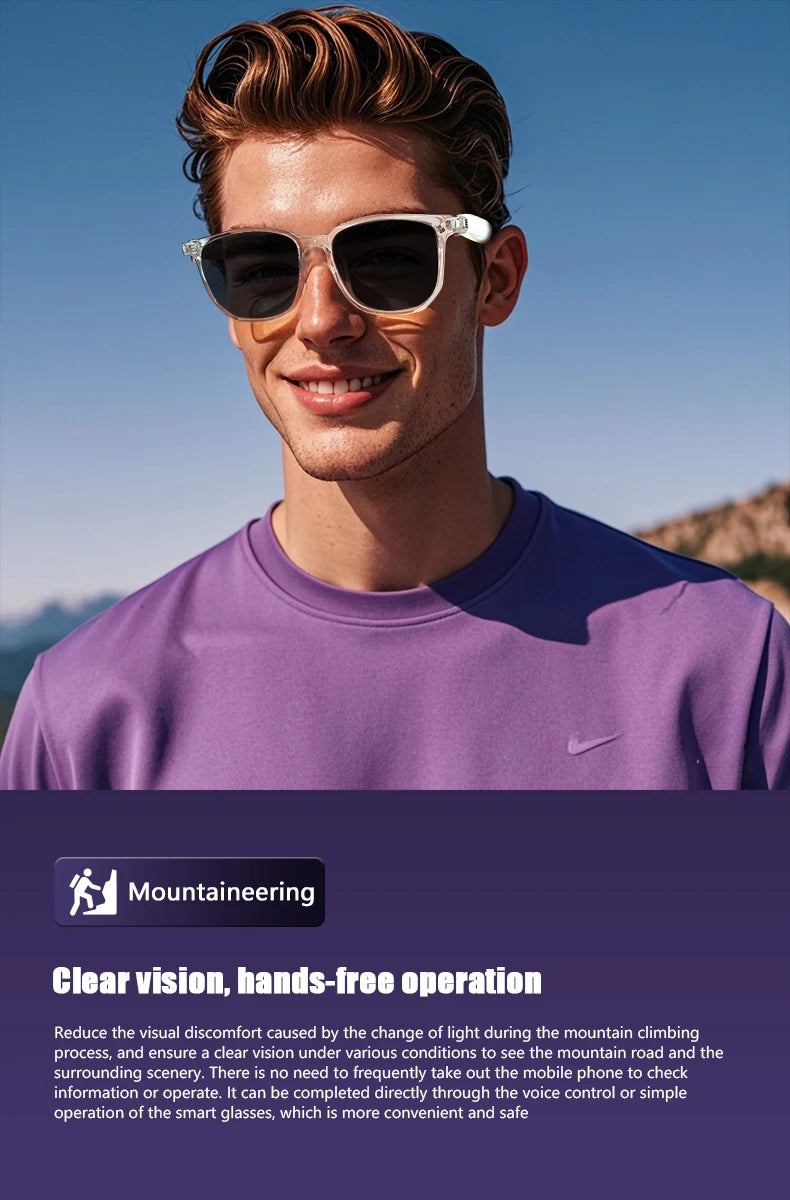 GS03 Smart Glasses for Men BT Sunglasses Earphone Outdoor Sports UV400 Polarized Anti Blue Light Lens IPX5 Intelligent Glass