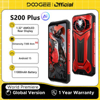 DOOGEE S200 Plus 5G Rugged Phone 1.32" Rear Display AI Image 6.72'' Screen 16GB 512GB 11000 mAh Battery Android 15 Smartphone