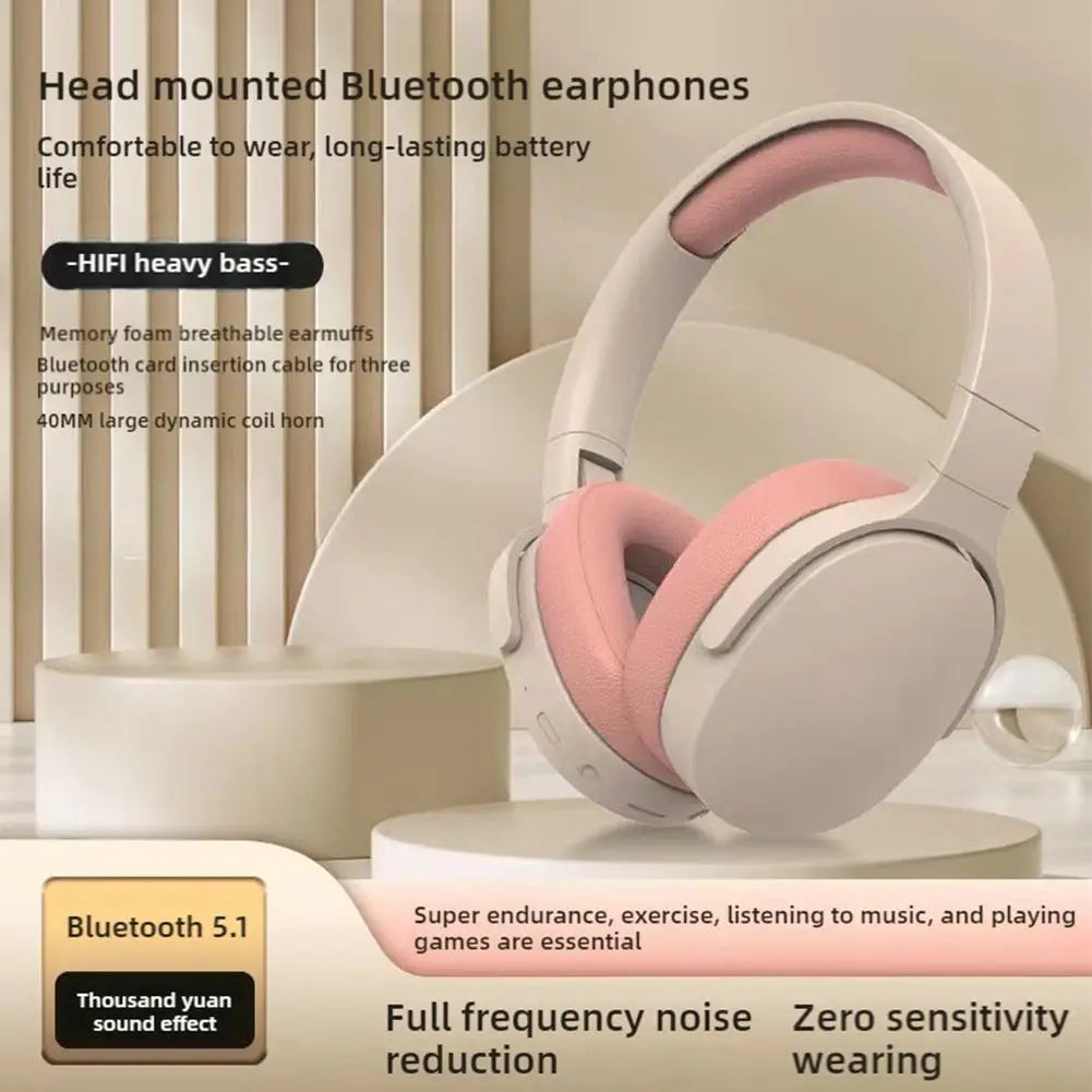 Head-mounted Wireless Bluetooth Headphones Wireless Comfort Heavy Bass Earphones Stereo Sport Gaming Long Battery Earphones