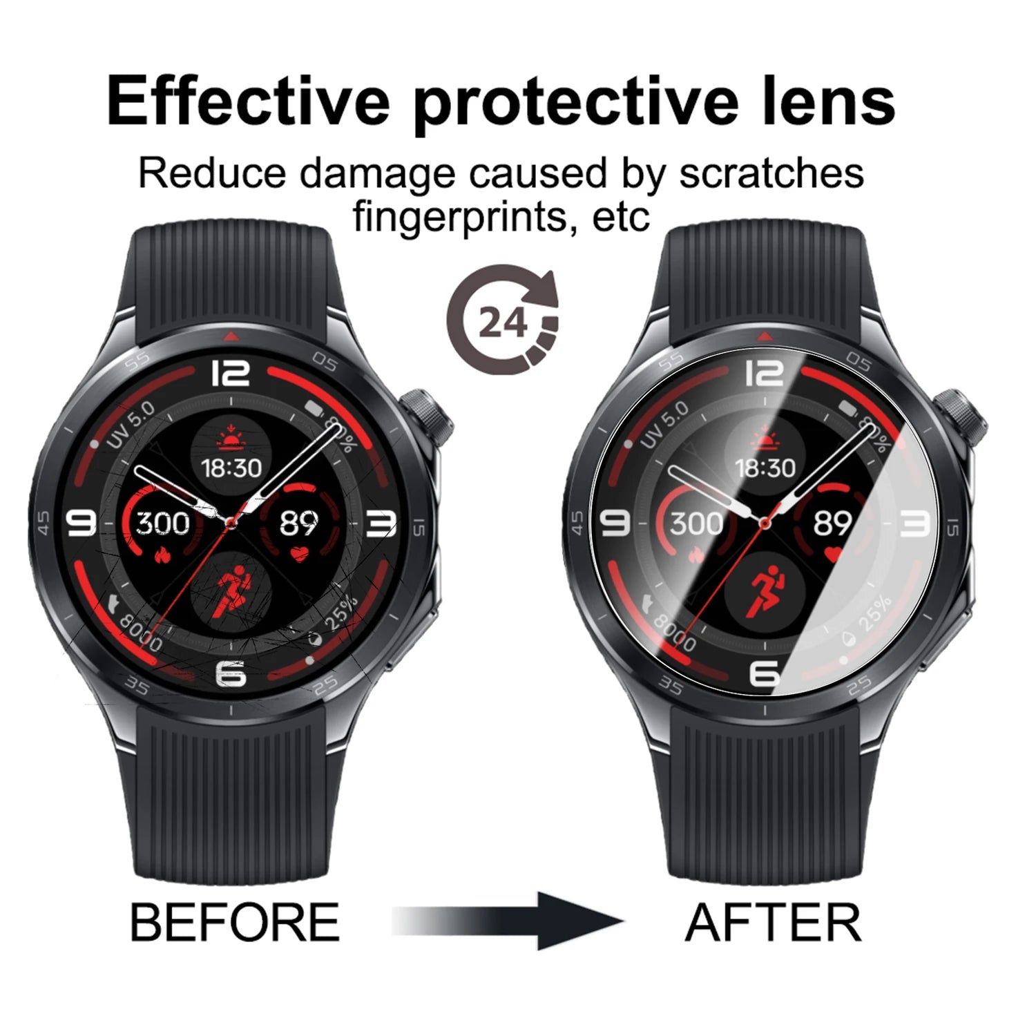 Tempered Glass Watch Screen Protector for OnePlus Watch 3 Hardness Protective Cover with Auto Alignment Tool Anti-Scratch Film