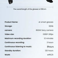 2025 New Smart Glasses 800W HD Camera AI Identification Touch 1080P HD Video Recording Al Voice Wireless Calling Smart Glasses