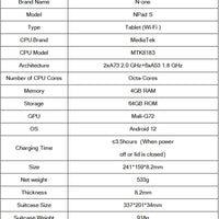 N-ONE NPad S 2023 10.1inch Tablet Pad 1280X800 HD 4GB 64GB Android 12 MTK8183 8-Cores 6600mAh Dual WIFI BT5.0 Tablettes