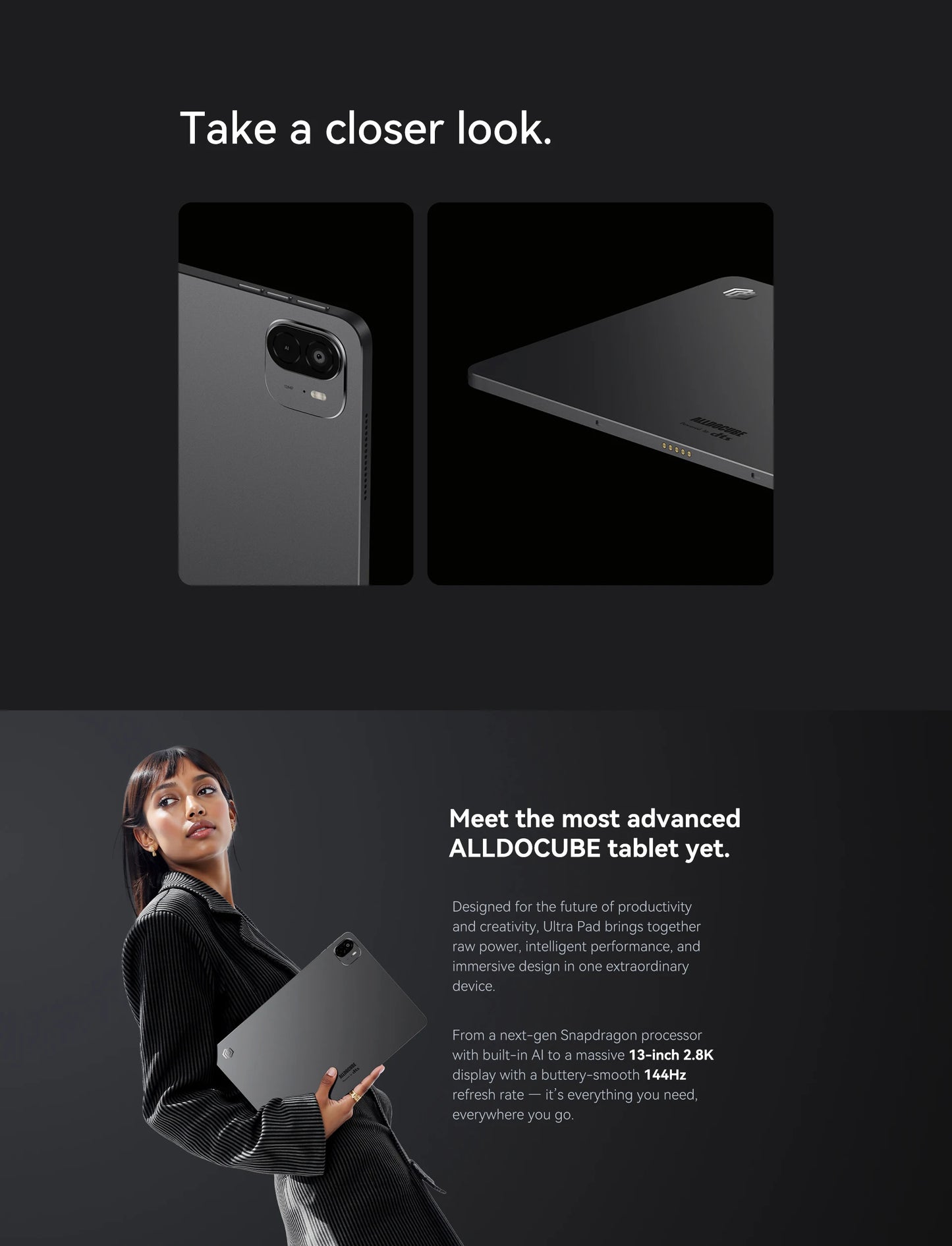 World Premiere ALLDOCUBE Ultra Pad 13'' 2.8K 144Hz Tablet Snapdragon 7+Gen3 18GB RAM 256GB ROM Android 15 15000mAh Cube AI