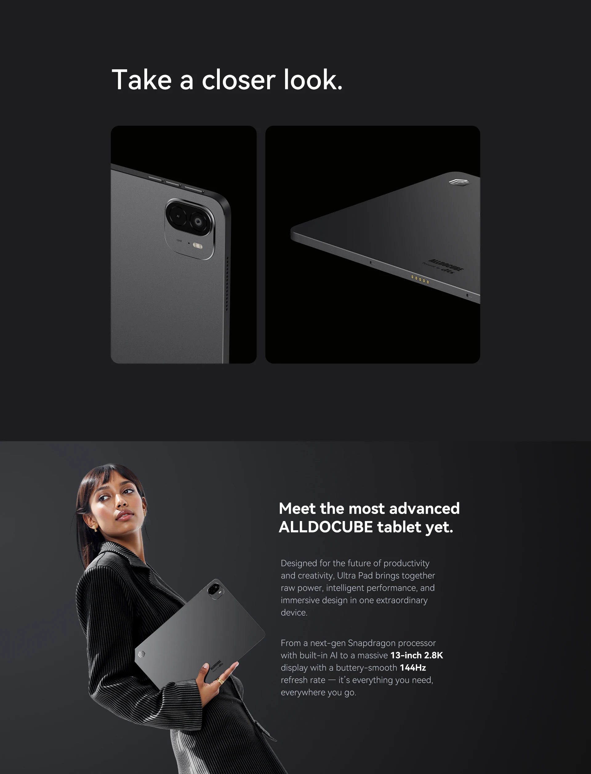 World Premiere ALLDOCUBE Ultra Pad 13'' 2.8K 144Hz Tablet Snapdragon 7+Gen3 18GB RAM 256GB ROM Android 15 15000mAh Cube AI