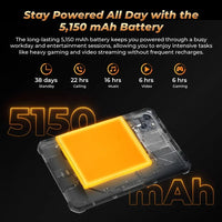 OUKITEL RT3 Pro Rugged Tablet PC 4GB+128GB 8.0'' Android 14 MediaTek G81 Octa Core 48MP Camera 5150mAh 33W Tablet PC