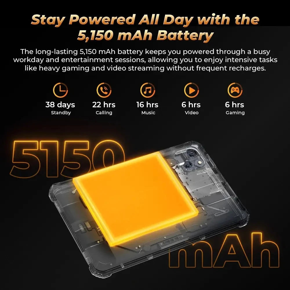 OUKITEL RT3 Pro Rugged Tablet PC 4GB+128GB 8.0'' Android 14 MediaTek G81 Octa Core 48MP Camera 5150mAh 33W Tablet PC