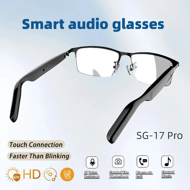 SG-17 Pro 2025 New Bluetooth Smart Glasses Anti-Blue Light Sunglass Music Player Voice Assistant Outdoor Sports Smart Sunglasses
