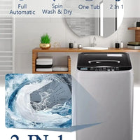 KRIB BLING Full Automatic Washing Machine with LED Display 17.7 lbs Portable Washer Drain Pump 10 Programs & 8 Water Levels