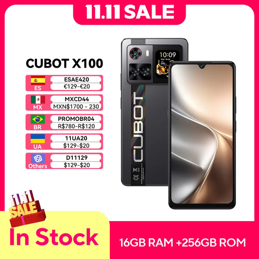 Smartphone 5G Cubot X100, Android 15, Dimensity 7025, 6nm, 2.5GHz,6.88-inch Screen,16GB(8+8),256GB, 64MP Camera, 5100mAh Battery