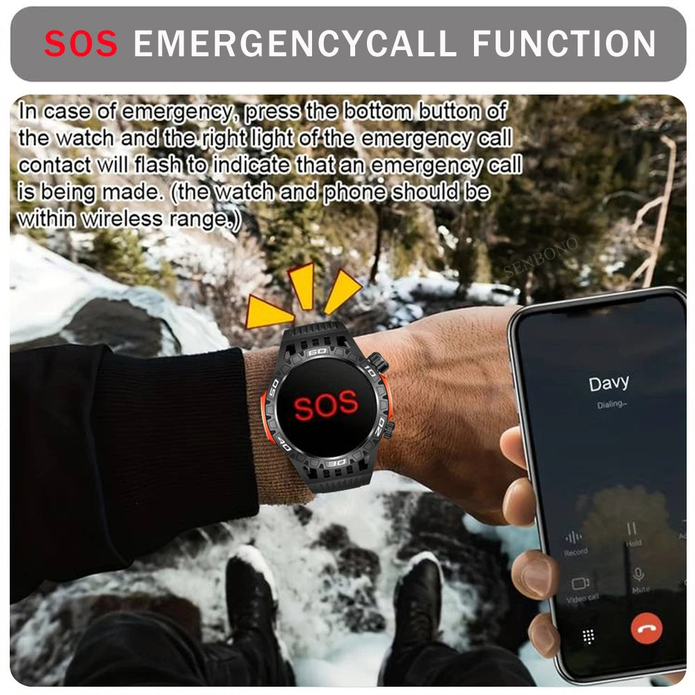 SENBONO Smart Watch Men With Lighting Compass Sport Fitness Tracker IP68 Waterproof Bluetooth Call Smartwatch For Android IOS
