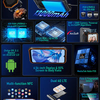 Blackview BV6200 Pro Waterproof Rugged Phone 6.56'' 6GB/128GB Smartphone 13000mAh 18W Fast Charge NFC Cell Phone