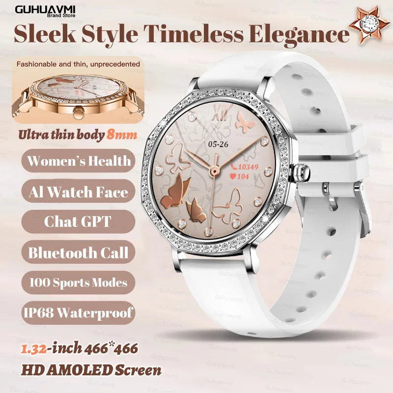 New Women SmartWatch AMOLED Screen Men Watches Bluetooth Call Sport Womens Physical Health IP68 Lady Smart Watch For Android IOS