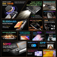 Blackview OSCAL PILOT 1 Rugged Phone, 6GB+ 256GB ,Helio G81 Smartphone Android14, 6.67'' Display Mobile Phone, 15000mAh, NFC