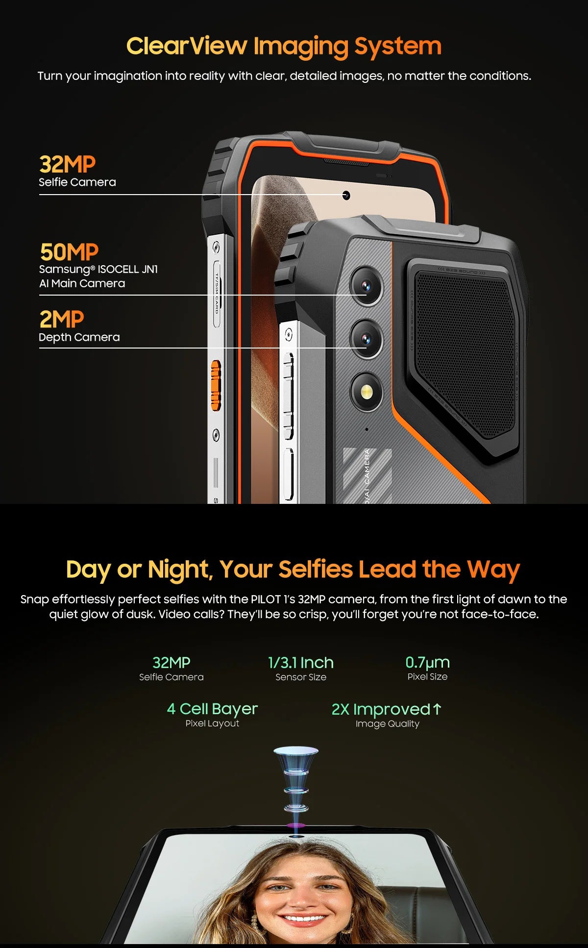 Blackview OSCAL PILOT 1 Rugged Phone, 6GB+ 256GB ,Helio G81 Smartphone Android14, 6.67'' Display Mobile Phone, 15000mAh, NFC