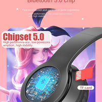 Wireless Headphones Cat Ear Bluetooth-Compatible Helmets Stereo Bass Over-Ear Headsets Sports Headphones for Kids and Adult